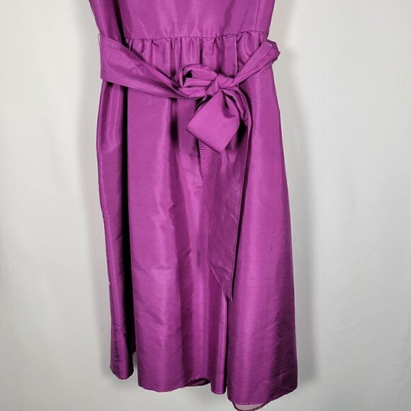 NWT Ann Taylor Women's Celebrations Silk Dupioni Purple Belted Dress Size 14 - Picture 10 of 16